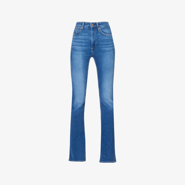 Расклешенные джинсы Casey из эластичного денима с высокой посадкой и вышивкой бренда Rag & Bone, цвет selina