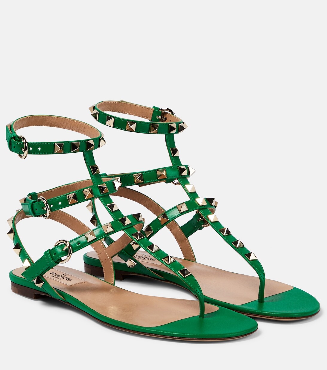 

Кожаные сандалии Rockstud Valentino Garavani, зеленый