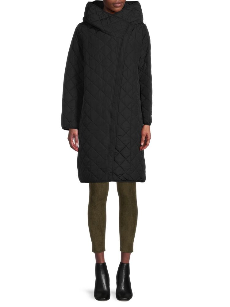 

Длинная стеганая куртка с капюшоном Donna Karan, черный