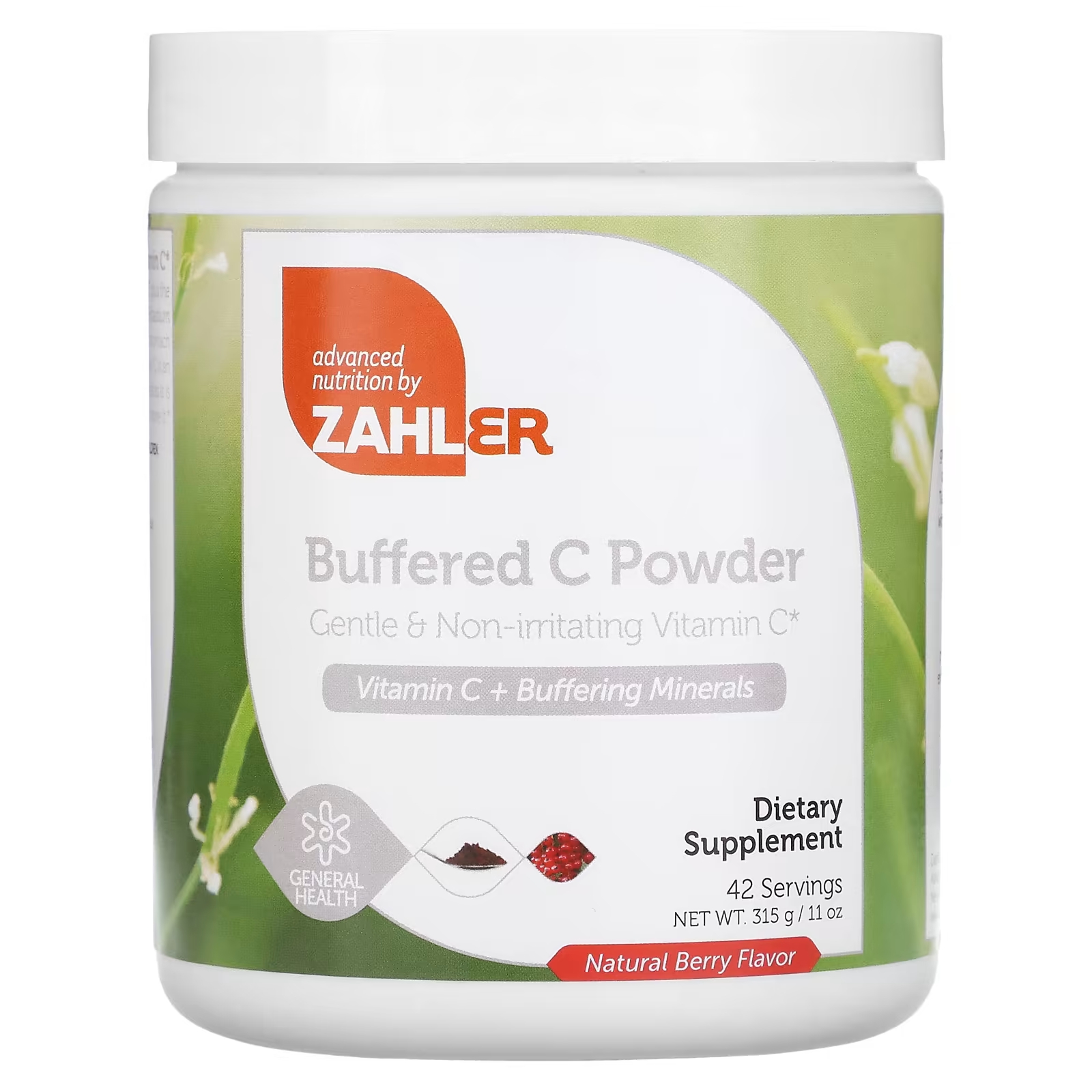 Zahler Buffered Powder C, нежный и нераздражающий витамин C + буферные минералы, натуральные ягоды, 11 унций (315 г)