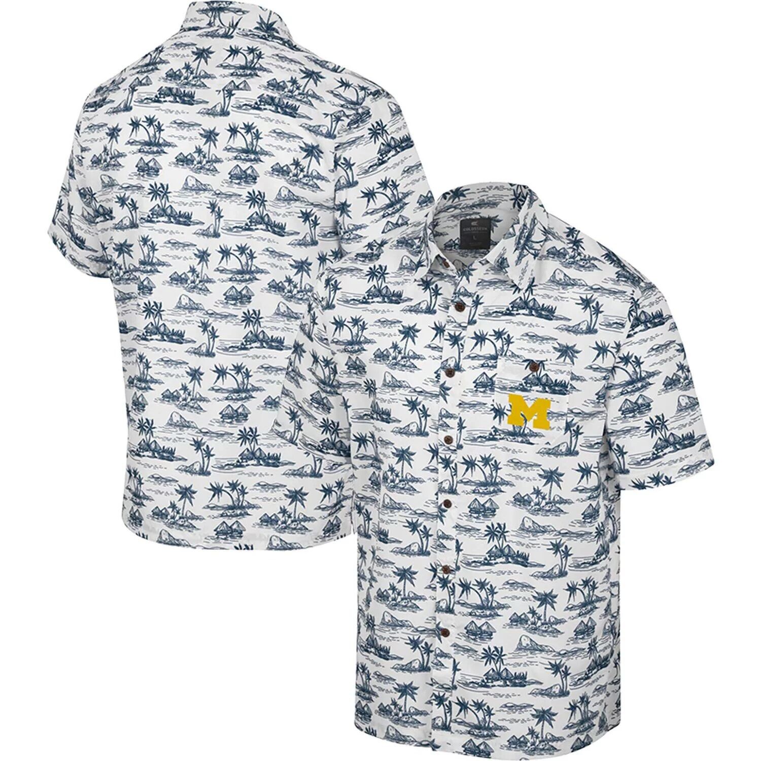 

Мужская рубашка на пуговицах Colosseum White Michigan Wolverines Sponficient is Romantic Camp