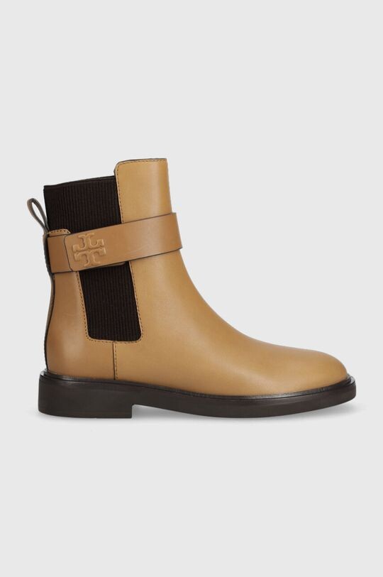 

Кожаные ботильоны DOUBLE T CHELSEA BOOT Tory Burch, коричневый