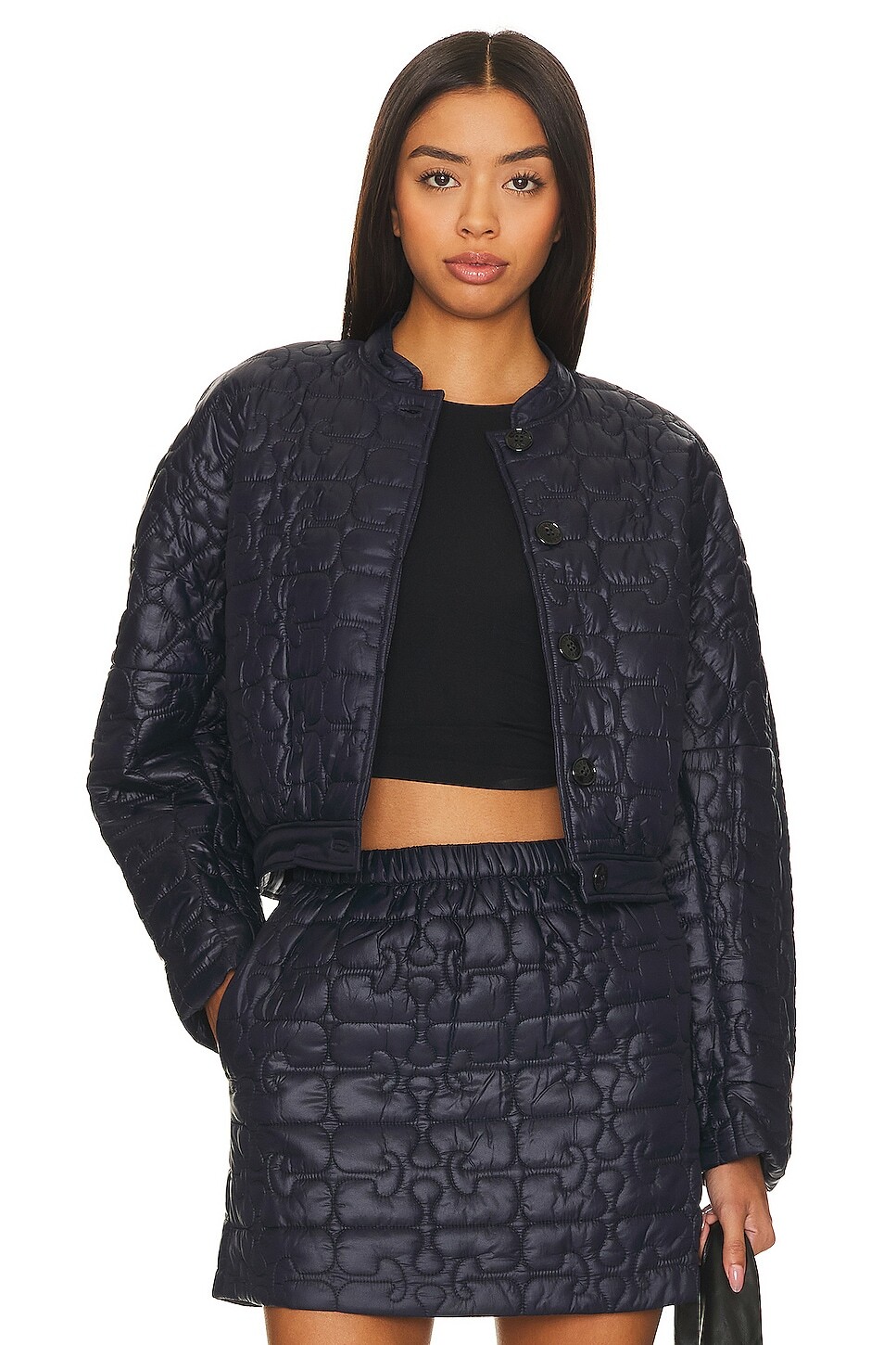 

Куртка Ganni Shiny Quilt, цвет Sky Captain
