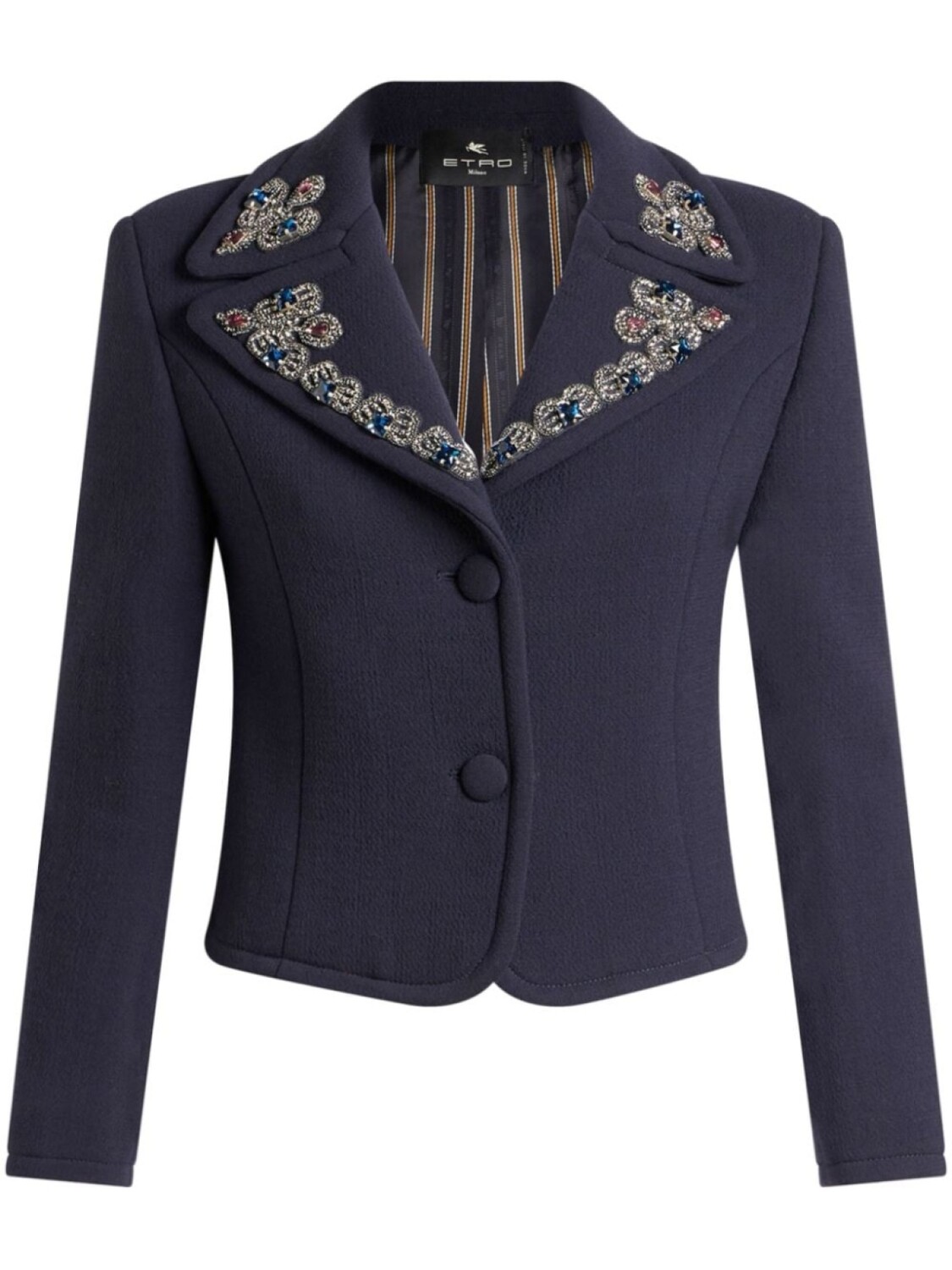 

ETRO укороченный блейзер с кристаллами, синий