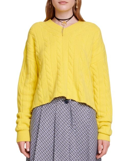 

Свитер Miramar из смеси кашемира косой вязки Maje, цвет Yellow