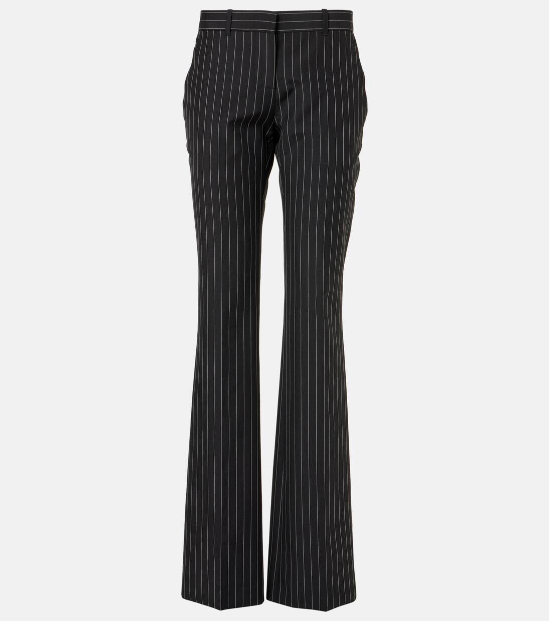 

Расклешенные брюки из шерсти и мохера в тонкую полоску Alexander Mcqueen, цвет black - white