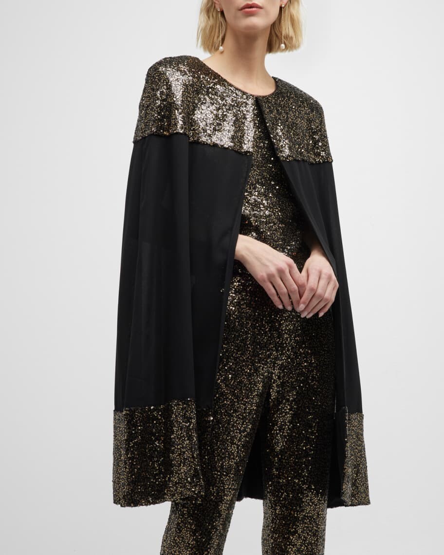 

Топ-накидка с пайетками и круглым вырезом Badgley Mischka Collection