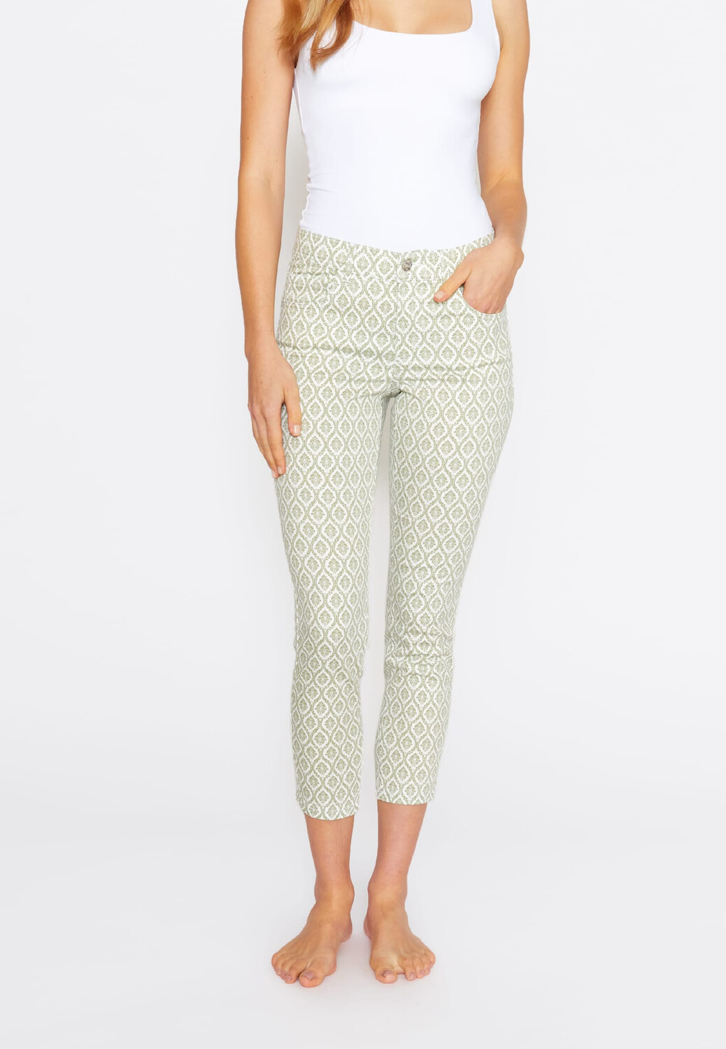 

Брюки ANGELS Stoffhose Hose Ornella mit Ornament Print, хаки