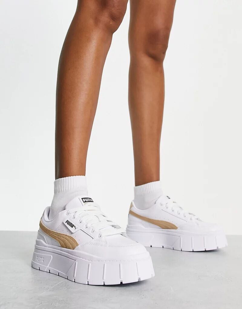 

Кроссовки PUMA Stack Mayze в белом и овсяно-бежевом цветах