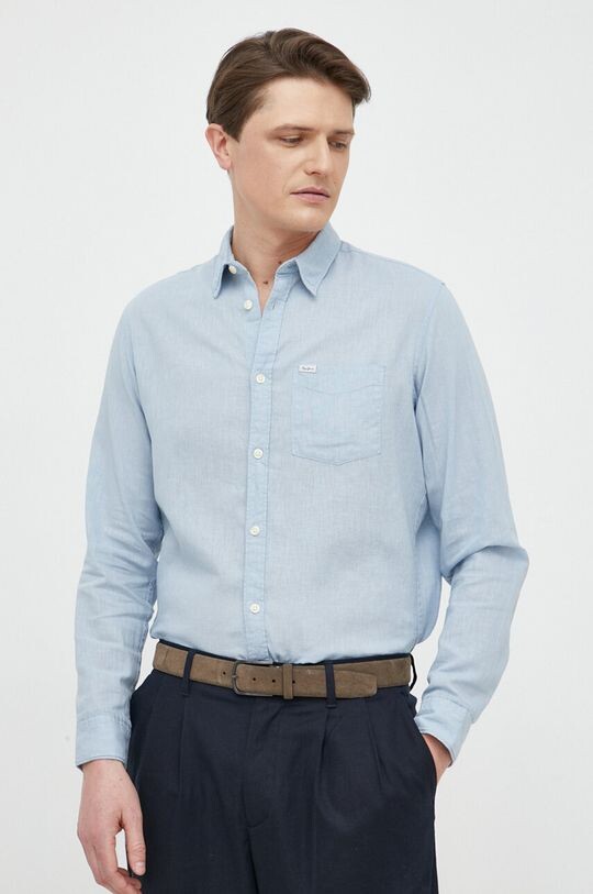 

Льняная рубашка Parker Long Pepe Jeans, синий