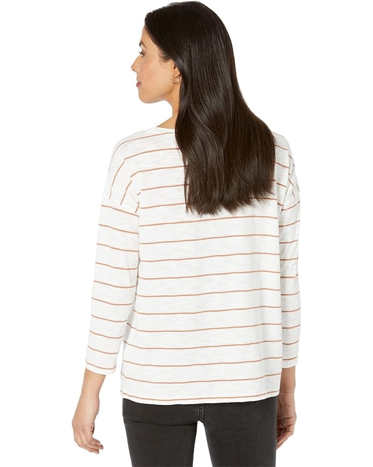 

Футболка Lilla P Drop Shoulder Striped Slub Boatneck Tee, цвет Carob Stripe