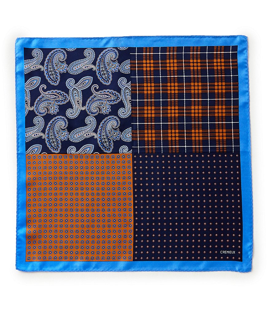Шелковый нагрудный платок Cremieux с 4 квадратами, оранжевый