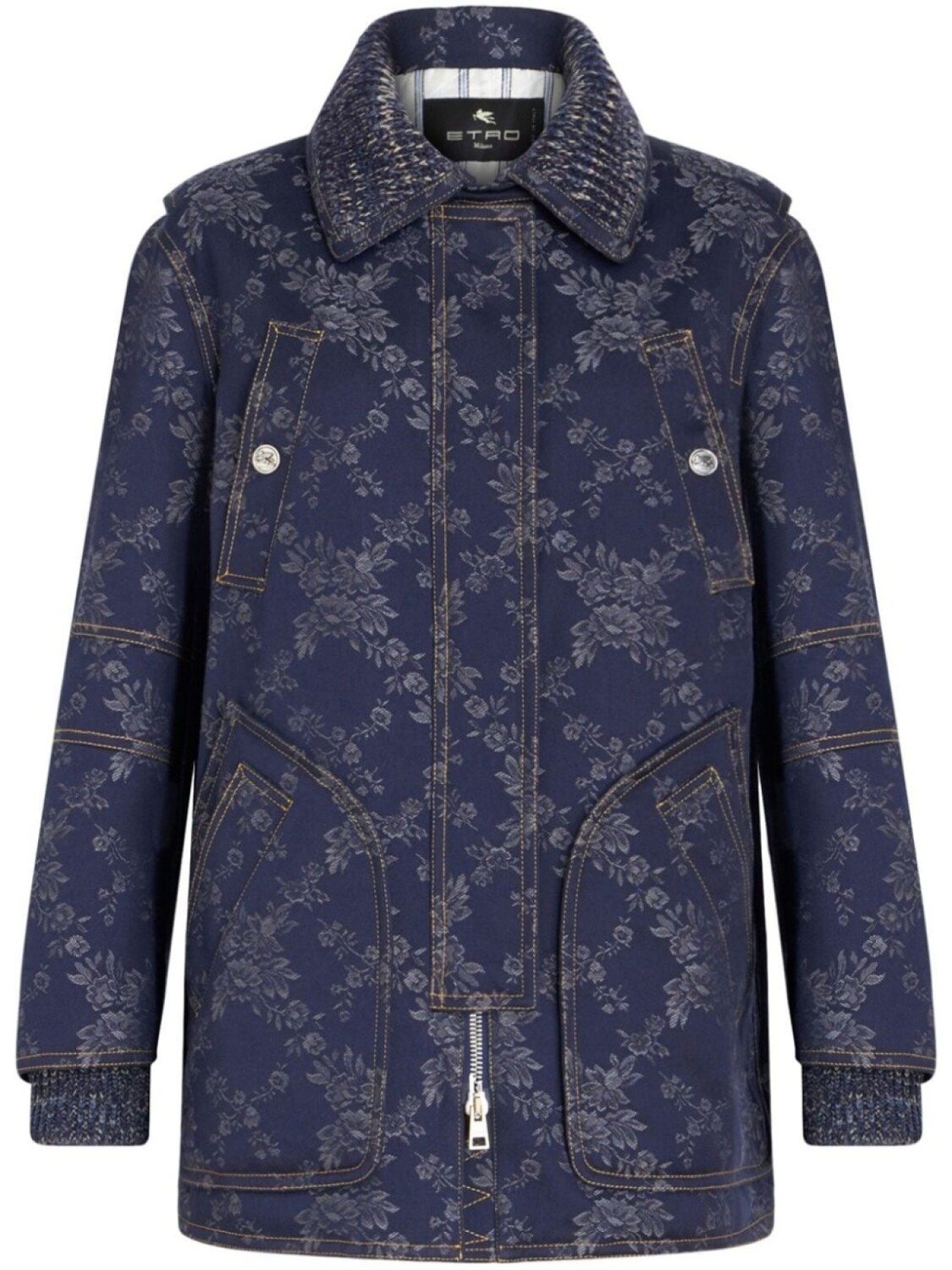 

ETRO джинсовая куртка жаккардовым узором, синий