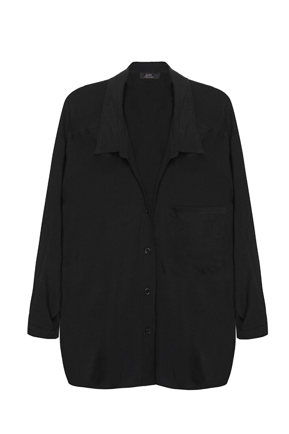 

Рубашка Oversize с деталью на пуговицах, черная QUZU