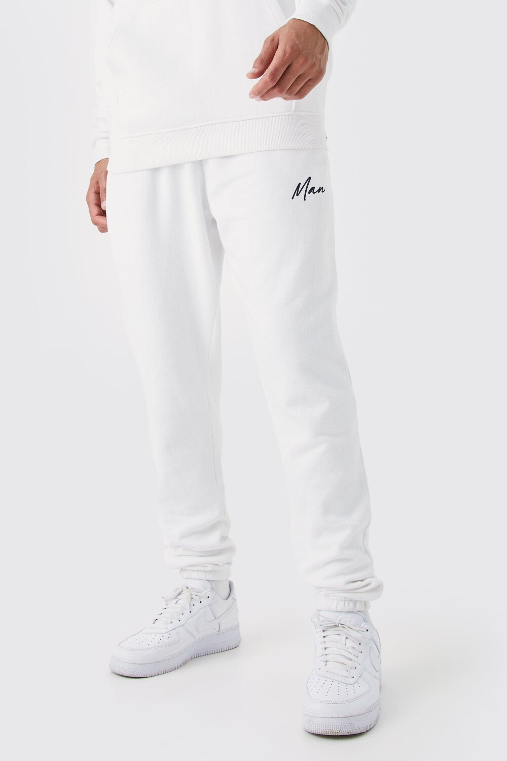 

Высокие мужские фирменные джоггеры signature Boohoo, белый