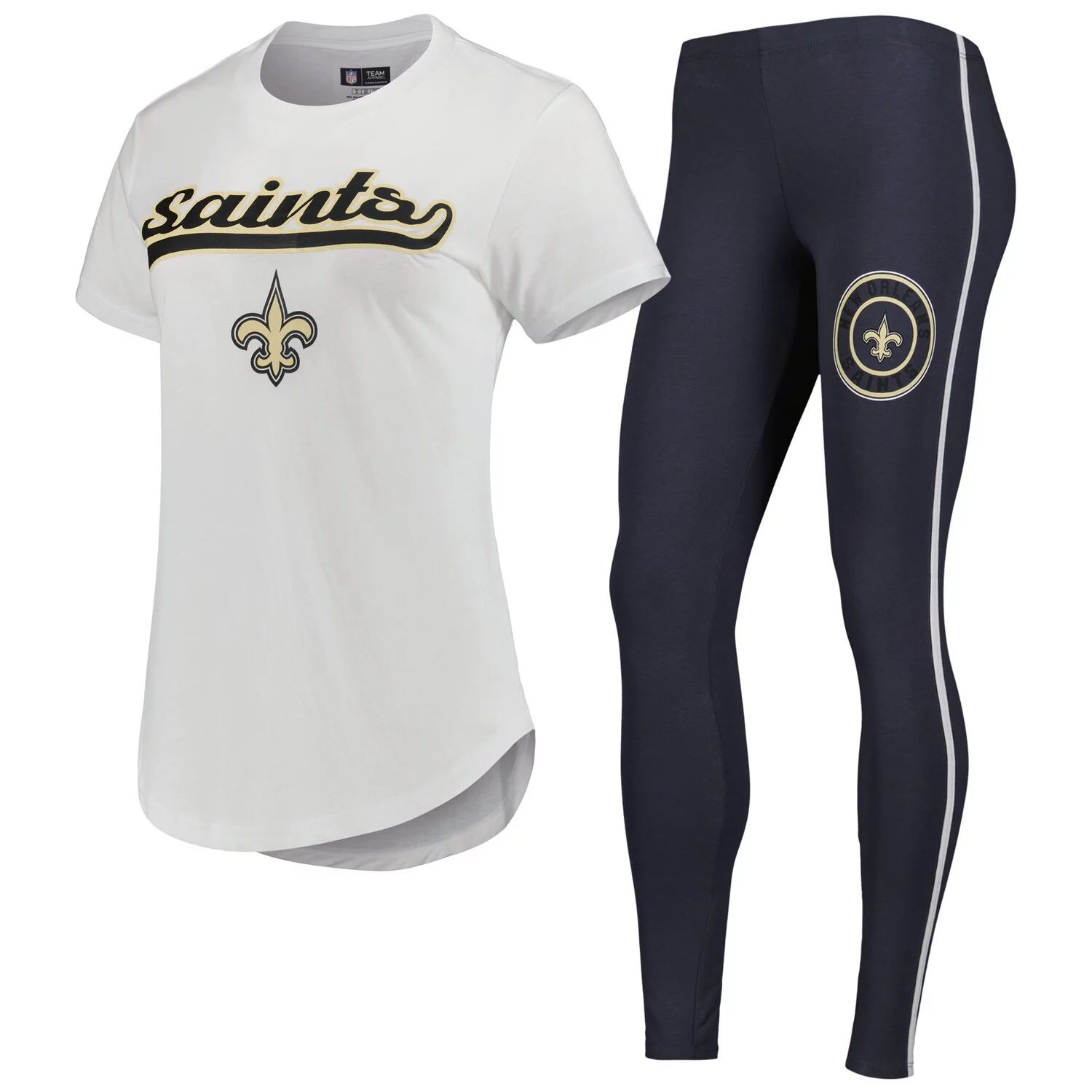 

Женская футболка Concepts Sport, белая/темно-серая футболка и леггинсы New Orleans Saints Sonata для сна, Белый