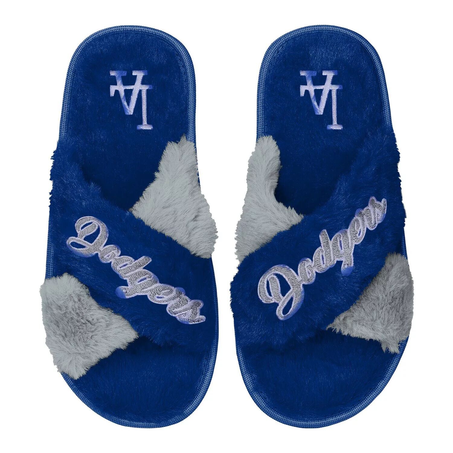 

Женские двухцветные шлёпанцы из искусственного меха FOCO Royal Los Angeles Dodgers