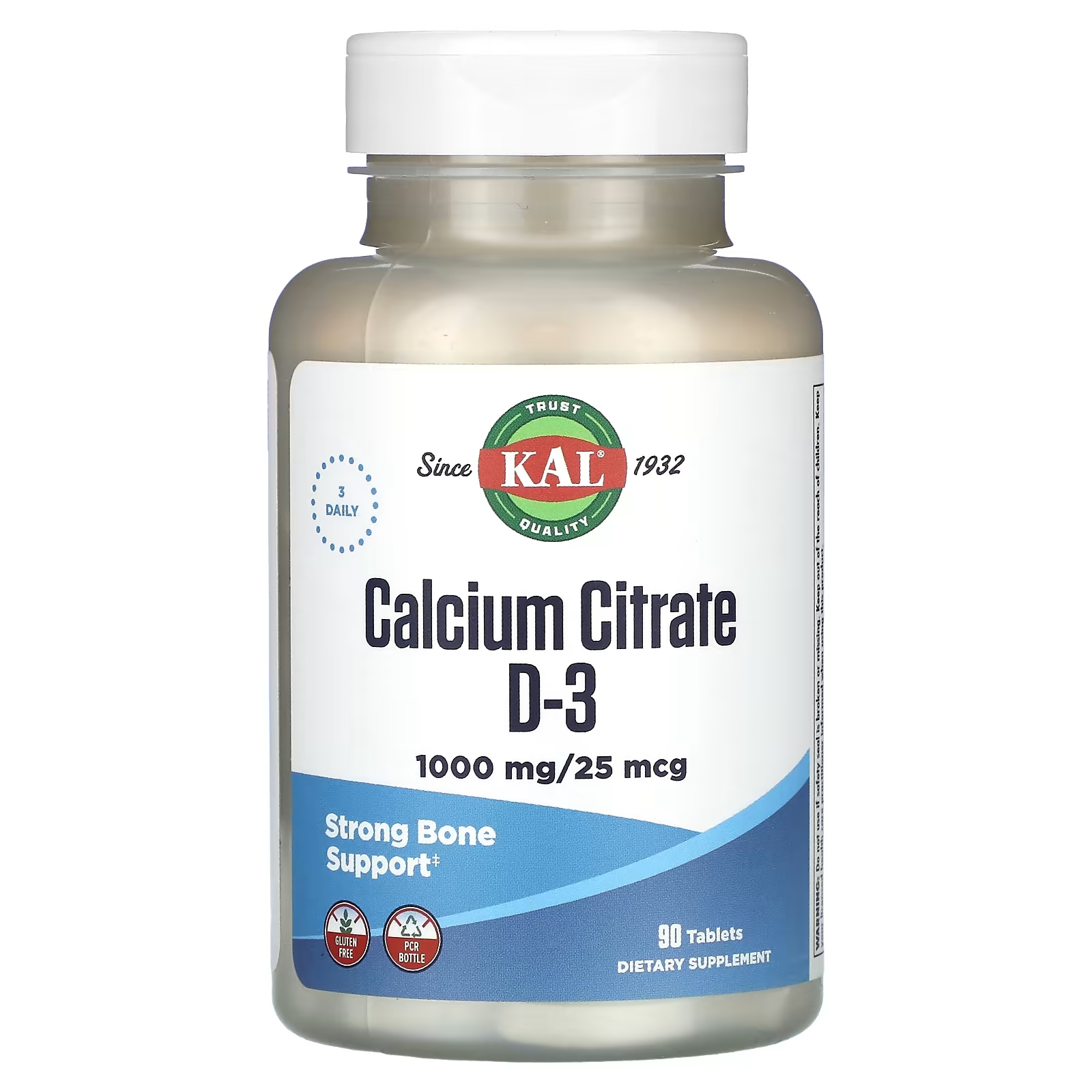 Пищевая добавка KAL Calcium Citrate + D-3, 90 таблеток