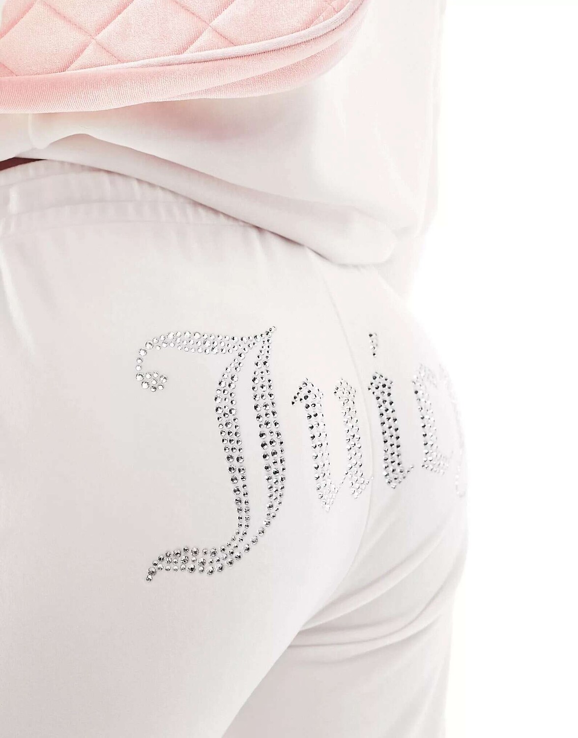 

Кремовые велюровые джоггеры прямого кроя с логотипом Juicy Couture