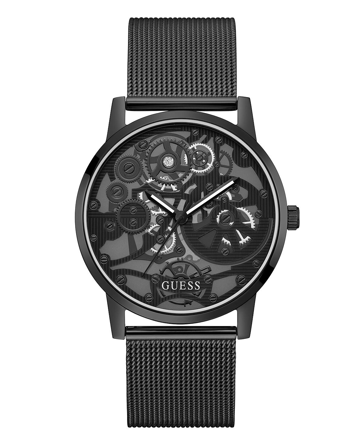 

Мужские часы с тремя стрелками, черная сетка из бронзы, 42 мм GUESS
