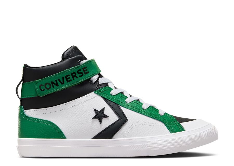 

Кроссовки Converse Pro Blaze Strap Leather High GS, цвет White Green Black