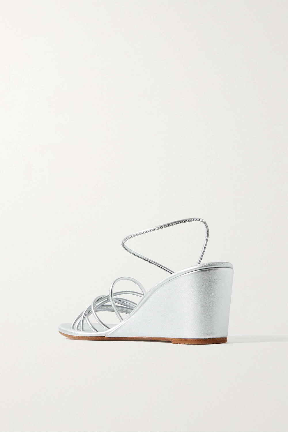 

ANCIENT GREEK SANDALS босоножки Vasilisa на танкетке из кожи с эффектом металлик, серебро