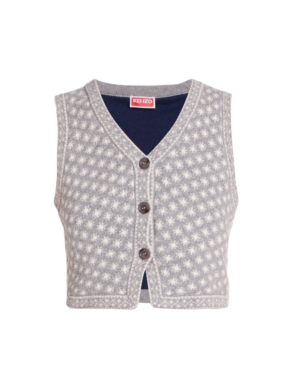 

Укороченный шерстяной кардиган Fair Isle KENZO, Серый