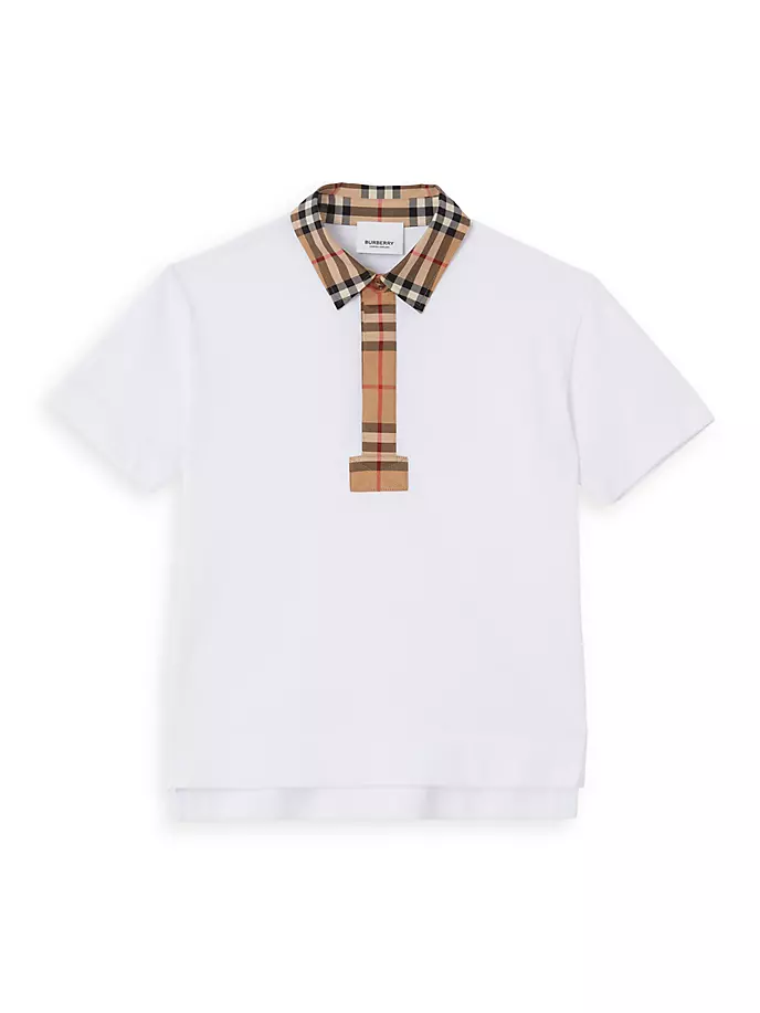 

Рубашка поло Little Kid's & Kid's Johane Vintage в клетку Burberry, белый