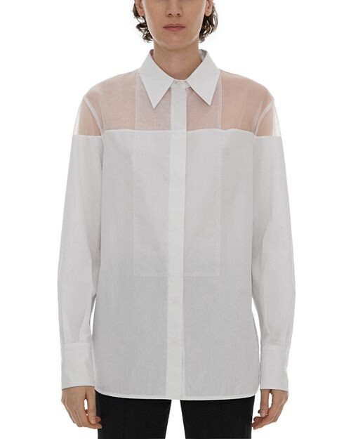 

Рубашка под смокинг с прозрачными деталями из поплина Helmut Lang, цвет White