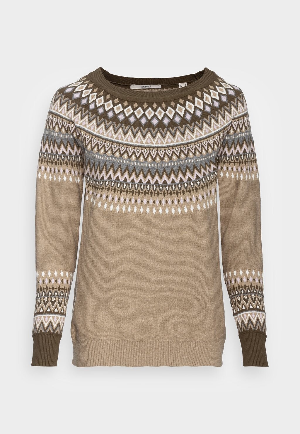 

Джемпер Esprit F Sus Jacquard, бледно-хаки, Хаки;коричневый