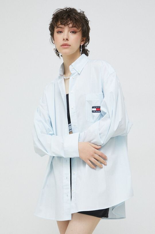 

Хлопковая рубашка Tommy Jeans, синий