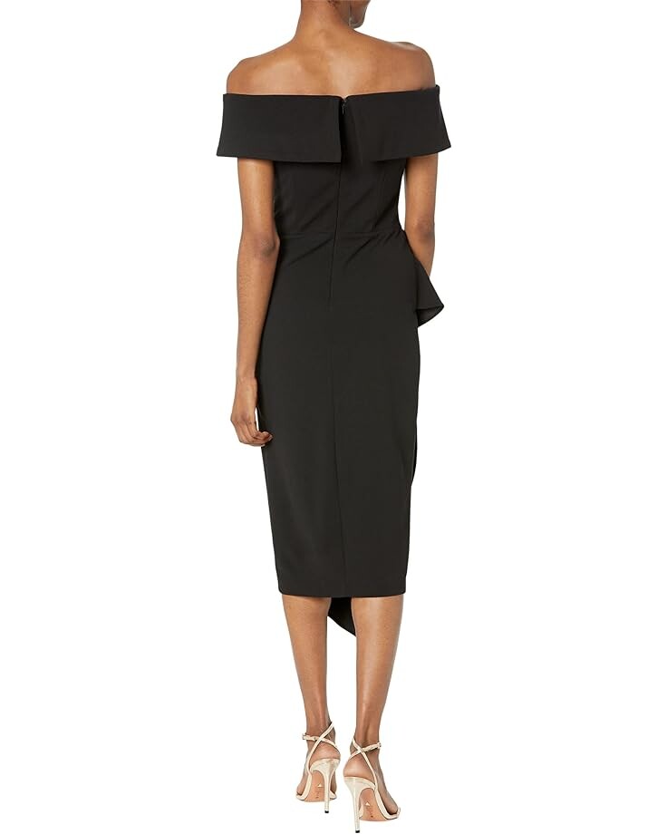 

Платье Betsy & Adam Off-the-Shoulder Cuff Midi Dress, черный
