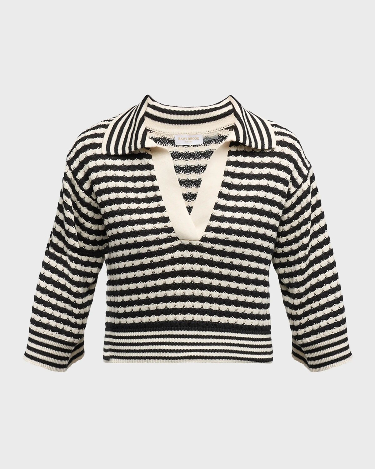 

Трикотажная блузка в полоску Azaria Ramy Brook, цвет Blackivory Stripe