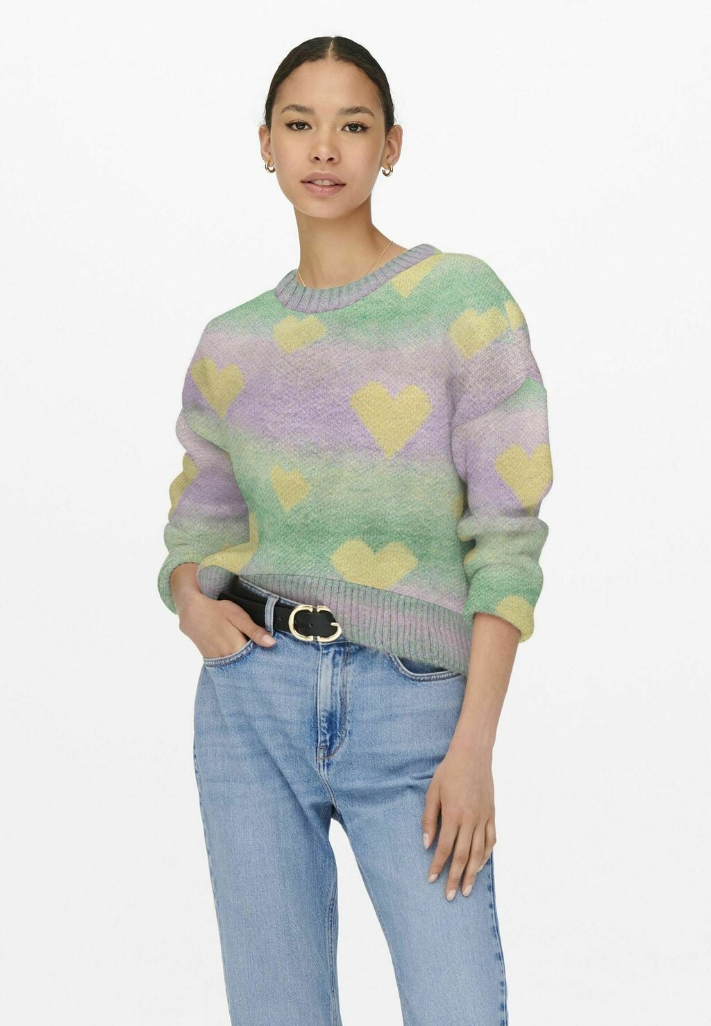 

Свитшот ONLY ONLAIDA LS HEART, цвет island green