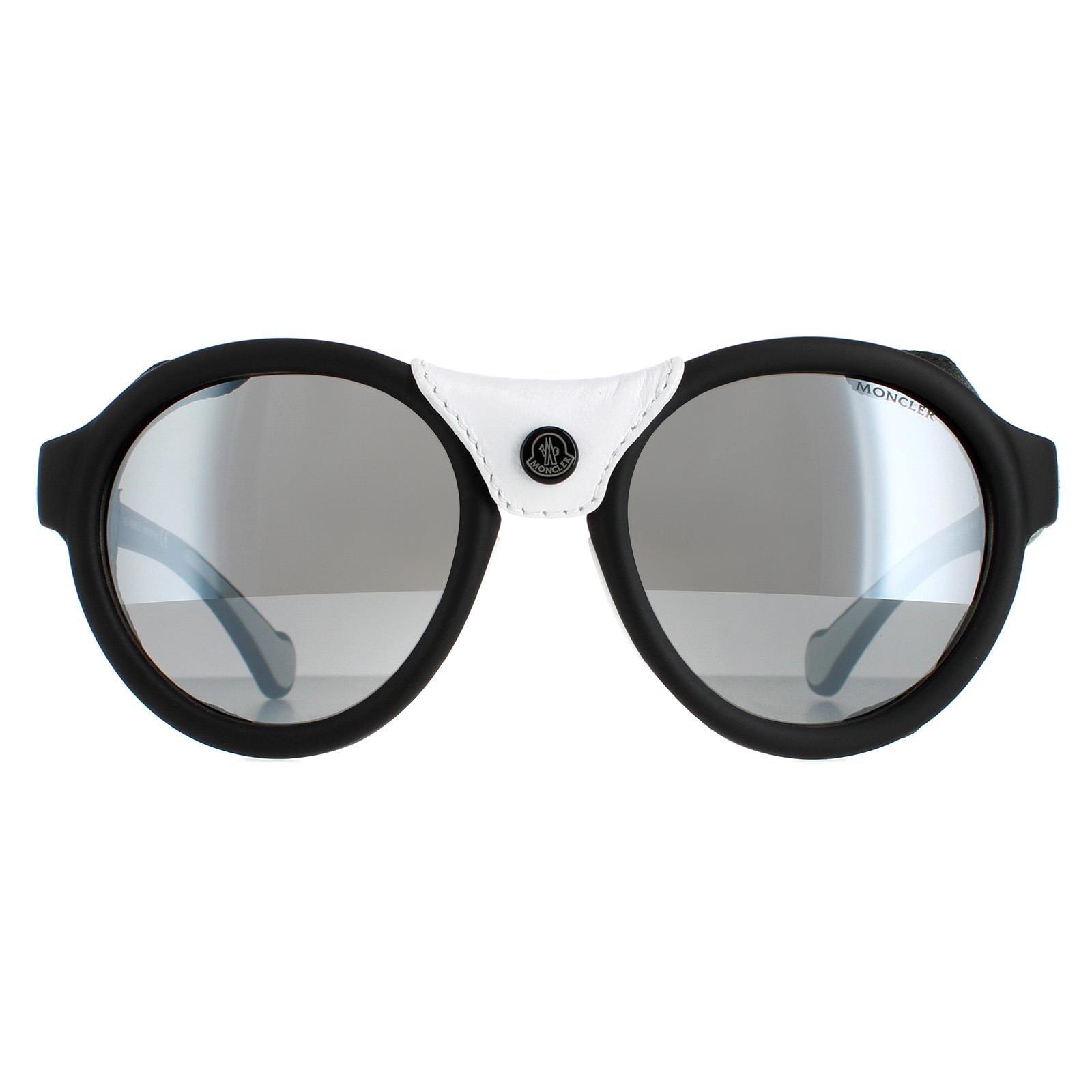 цена Круглые матовые черные дымчатые зеркальные солнцезащитные очки ML0046 Moncler, черный
