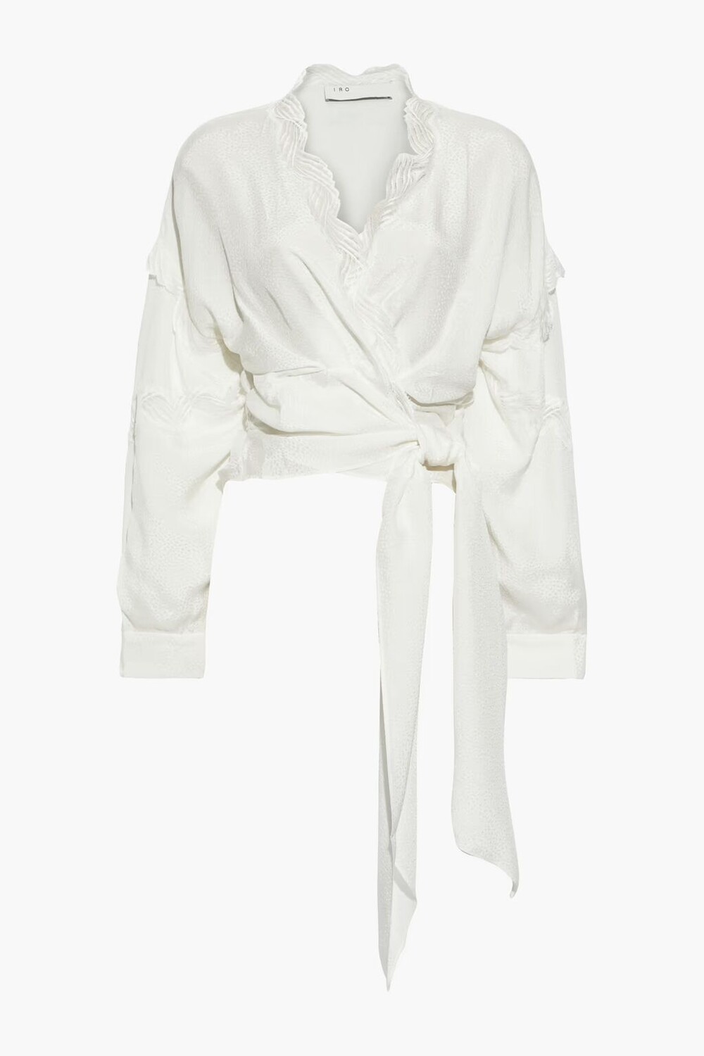 

Атласно-жаккардовый топ Jarl с кружевной отделкой и запахом Iro, цвет Off-white