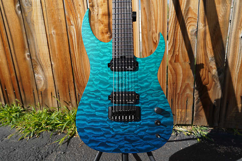 цена Электрогитара Schecter USA CUSTOM SHOP Keith Merrow KM-7 Hybrid - Blue Green Fade 7-String Electric Guitar w/ Black Tolex Merrow Case