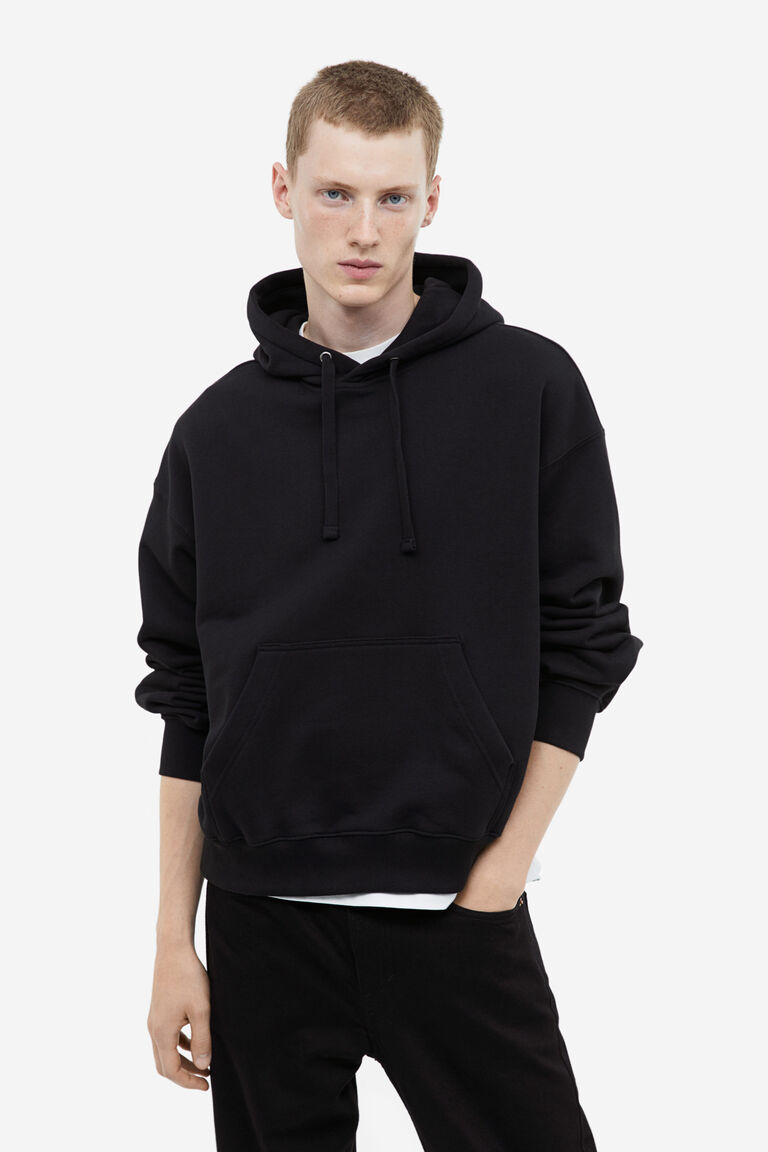 

Хлопковая толстовка oversized fit H&M, черный