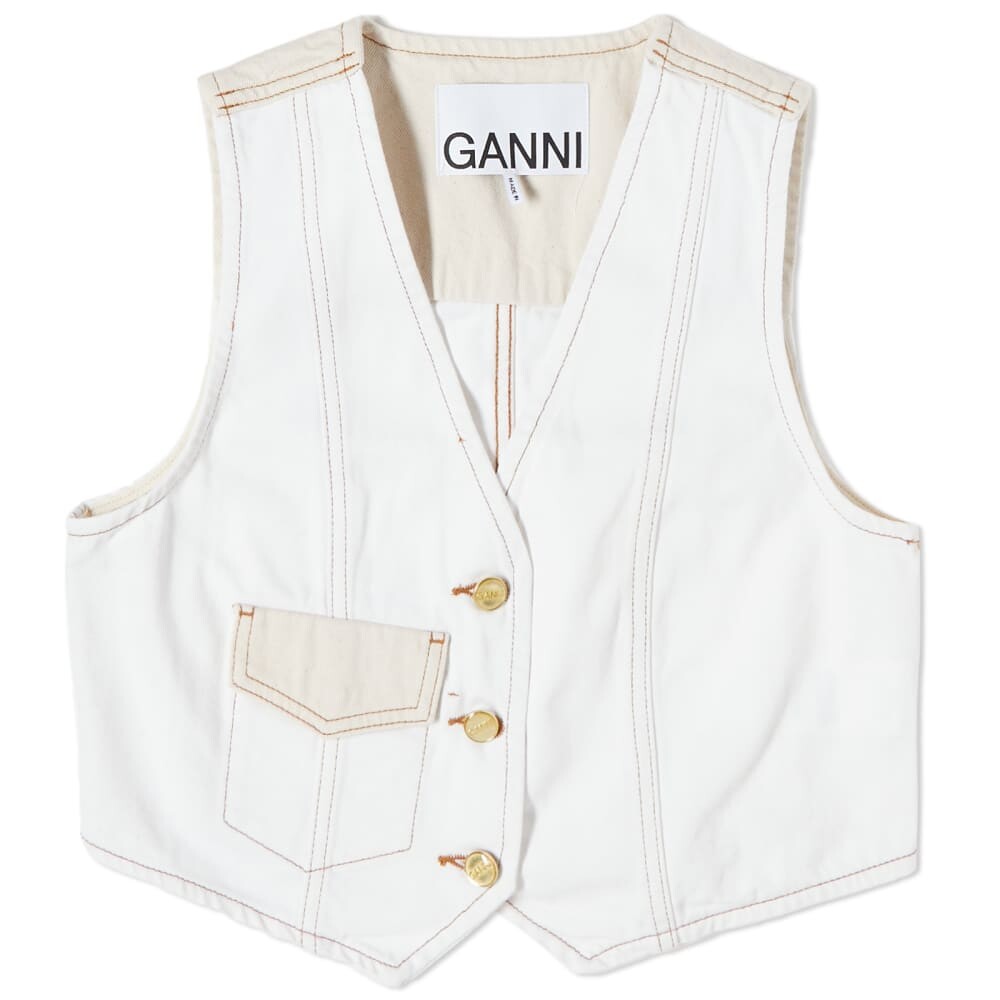 

Джинсовый жилет Ganni цвета экрю