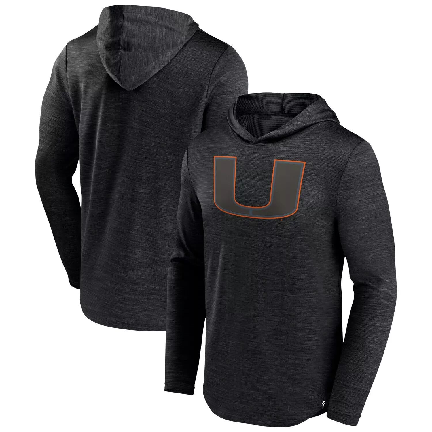 

Мужская футболка с капюшоном с логотипом Heather Black Miami Hurricanes Transitional Fanatics