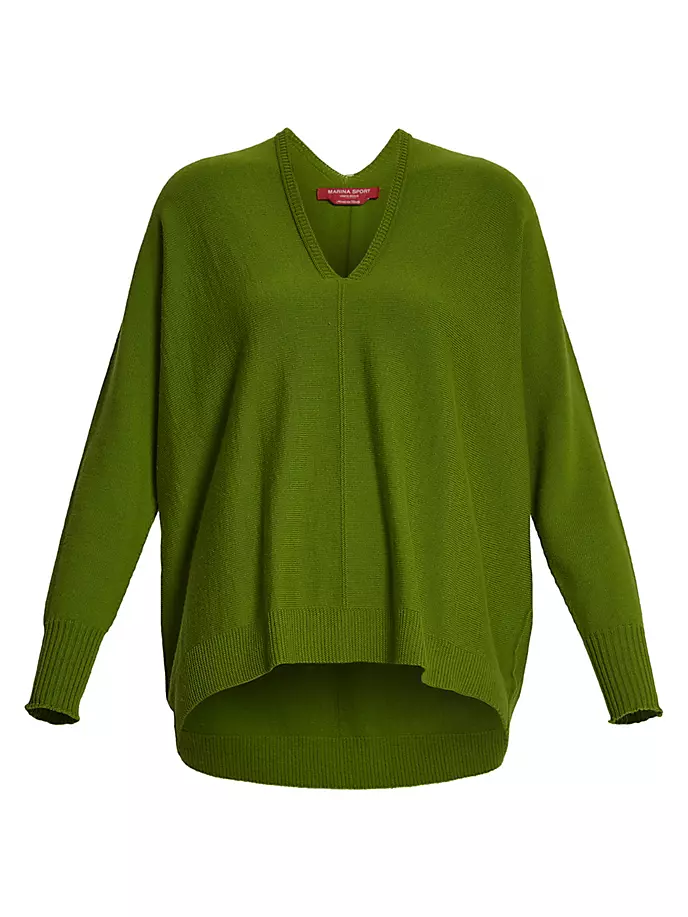 цена Свитер Alba из смесовой шерсти с V-образным вырезом Marina Rinaldi, Plus Size, цвет olive green
