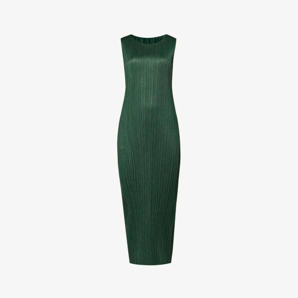 

Базовое тканое платье миди со складками Pleats Please Issey Miyake, зеленый