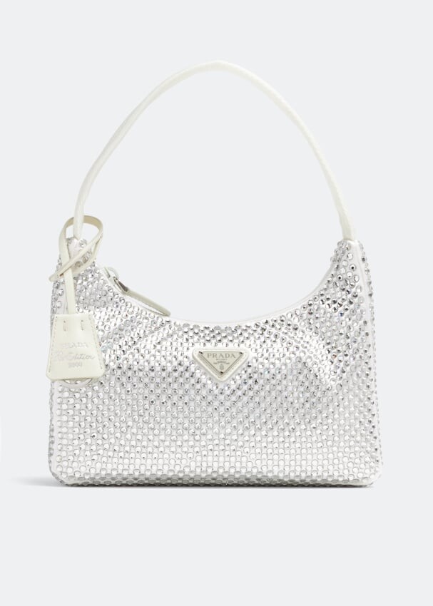 

Сумка Prada Re-Edition Crystal-Embellished Mini, белый