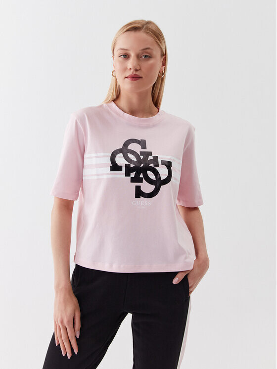 

Футболка стандартного кроя Guess, розовый