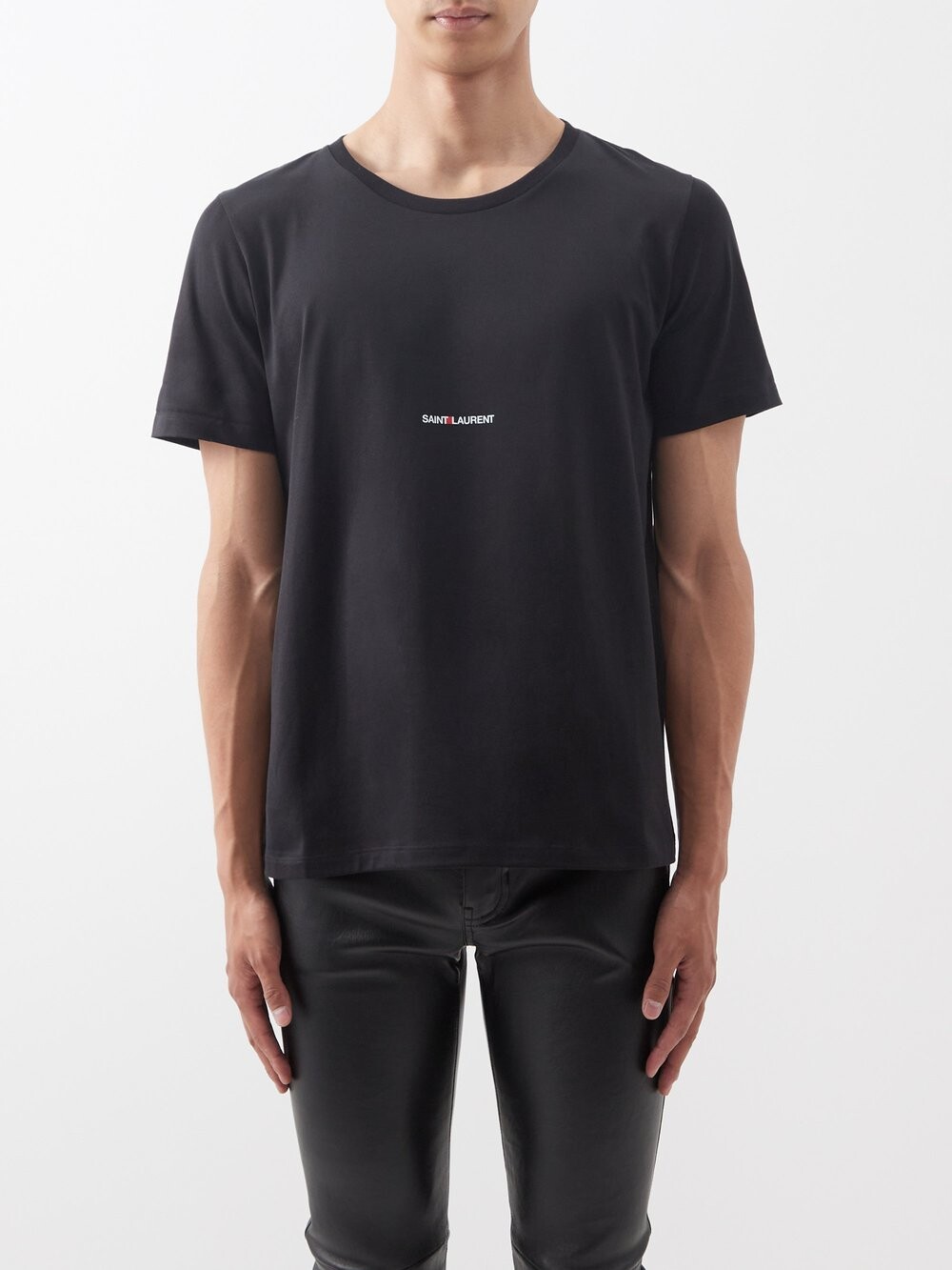 

Футболка из хлопкового джерси с логотипом Saint Laurent, черный
