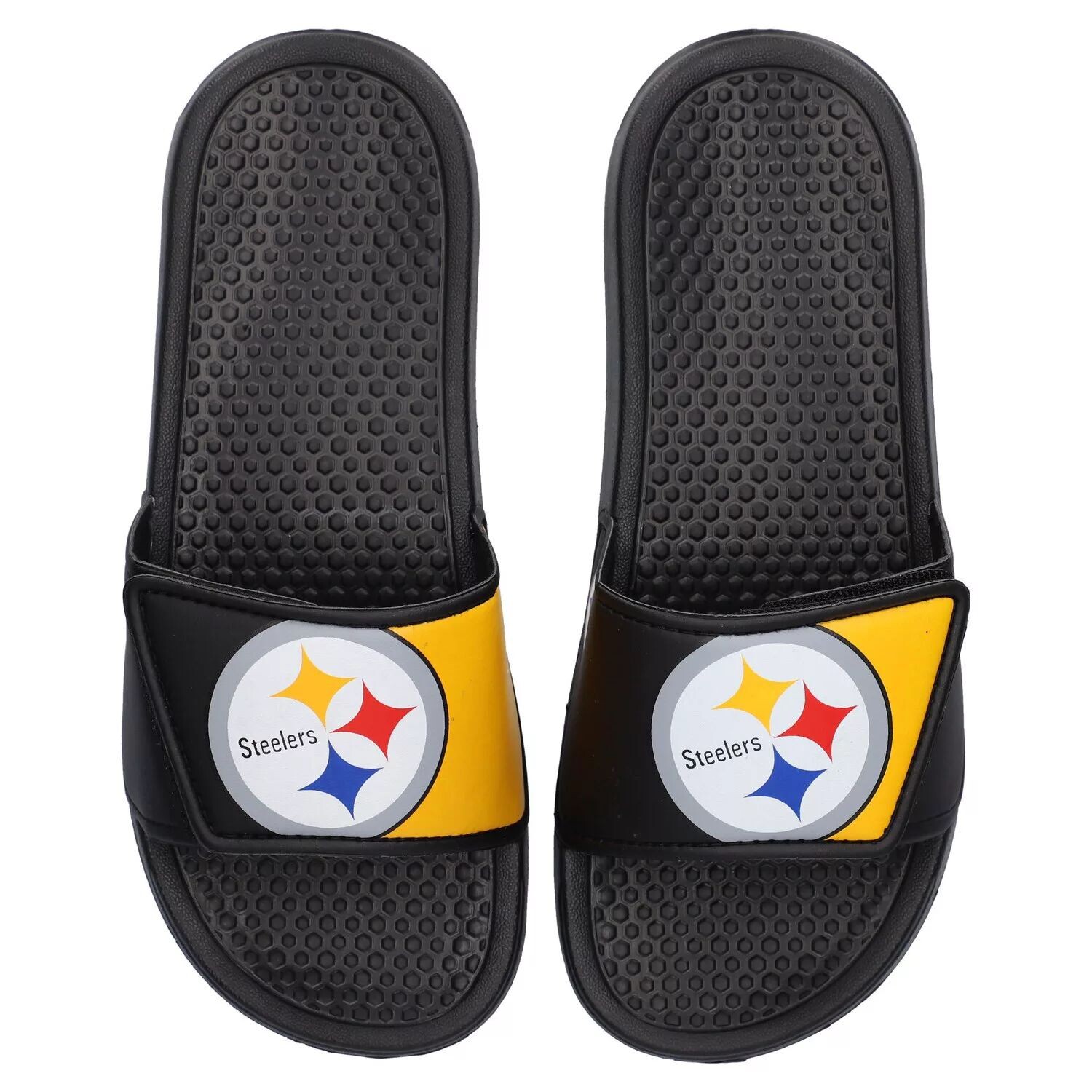 

Молодежные шлепанцы Legacy с цветными блоками и большим логотипом FOCO Pittsburgh Steelers Unbranded