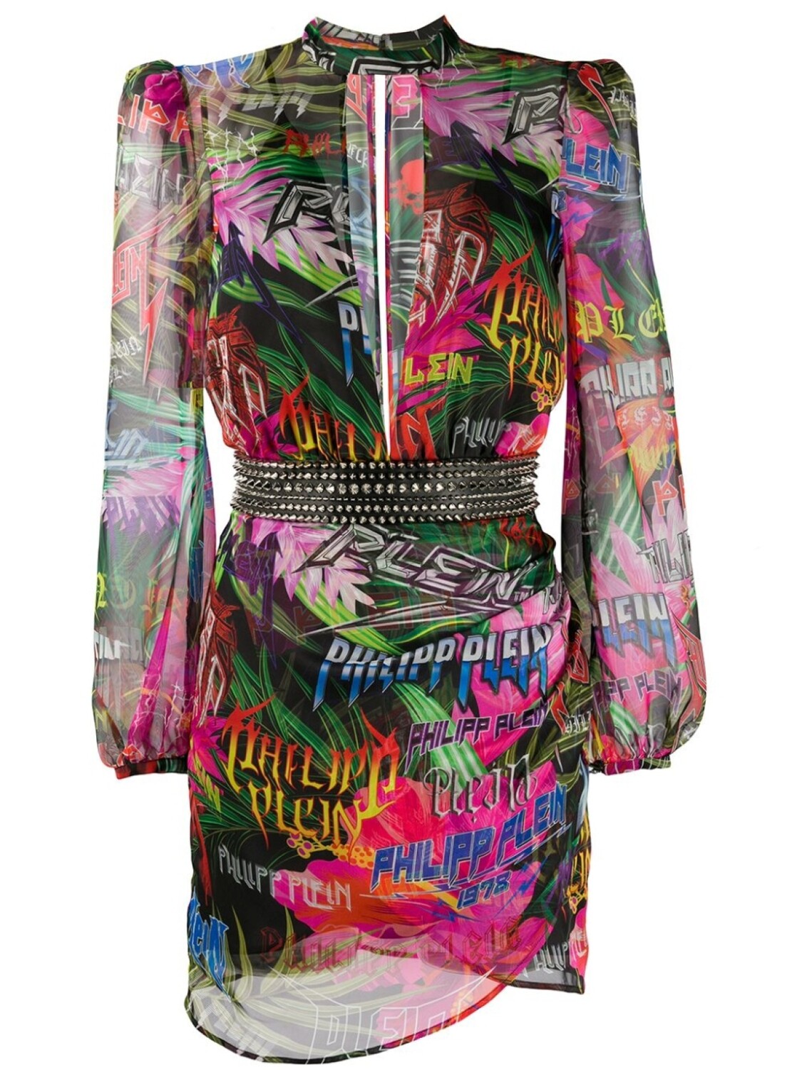 

Philipp Plein платье Jungle Rock с длинными рукавами, розовый