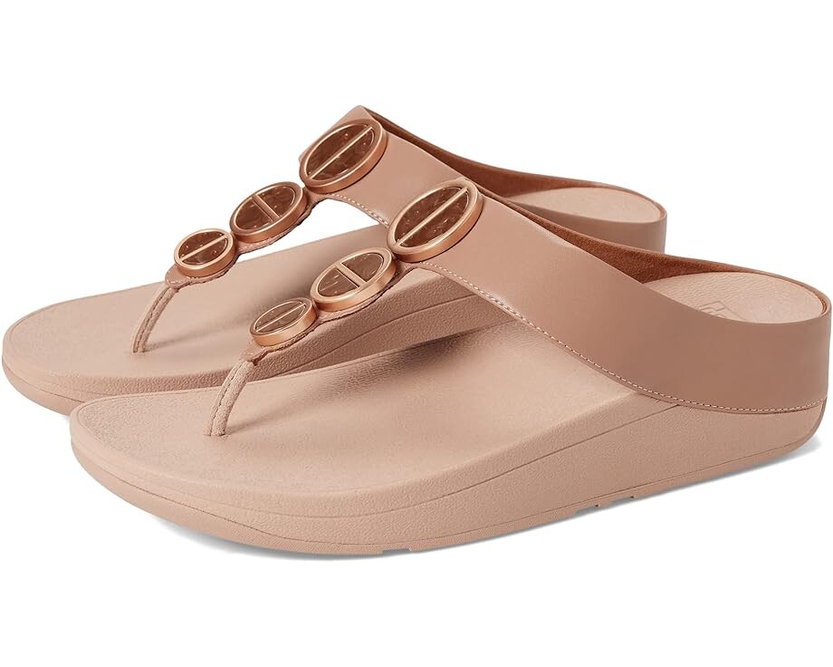 

Сандалии FitFlop Halo Metallic-Trim Toe Post Sandals, бежевый