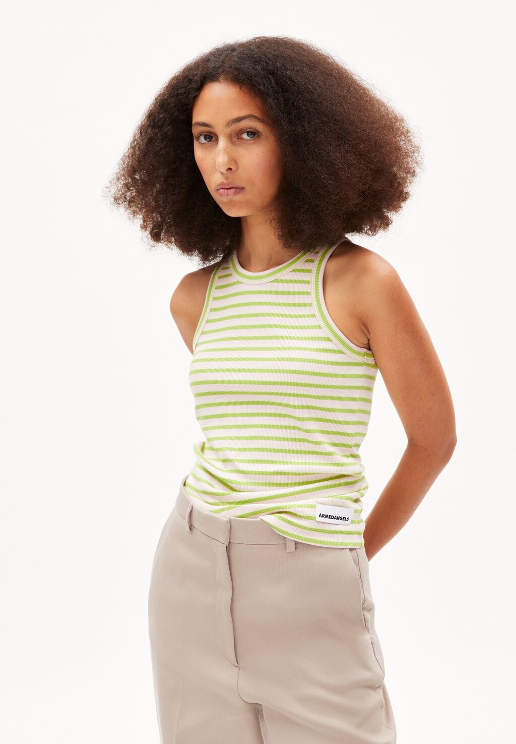

Топ KANITAA STRIPES ARMEDANGELS, цвет super lime pink light