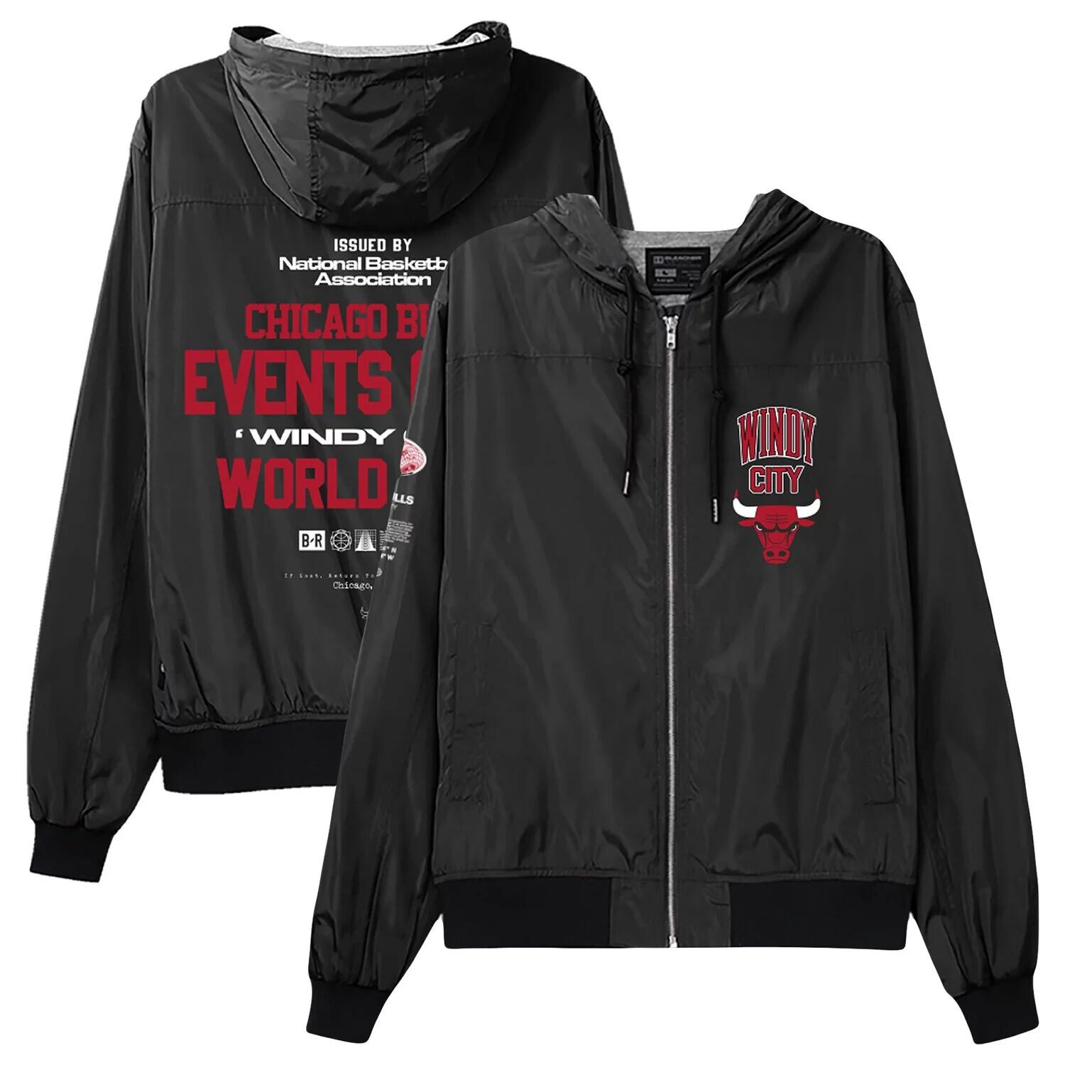 

Унисекс Bleacher Report x Mitchell & Ness Black Chicago Bulls Backstage Crew Hoodie Куртка на молнии во всю длину